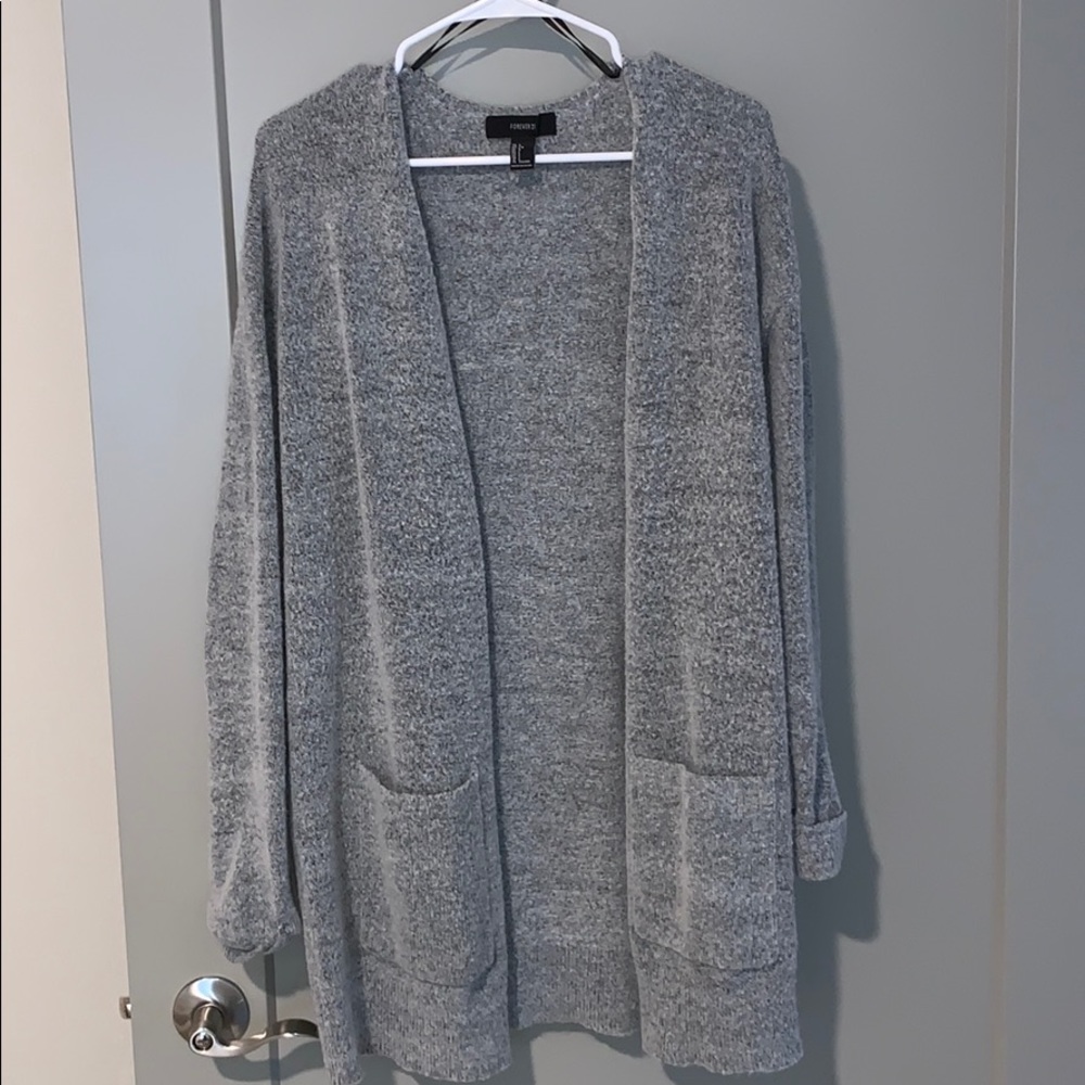Gray oversized cardigan